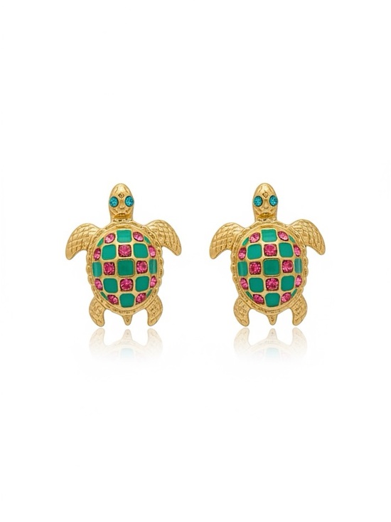 Betsey Johnson Jewelry - Betsey Johnson Gold and Green Turtle Stud Earrings
